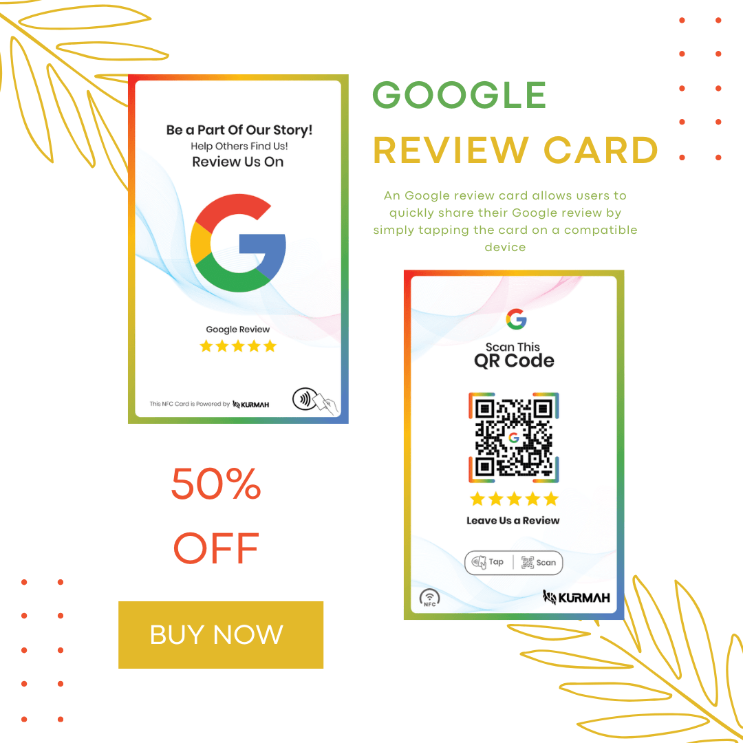 Google Review NFC Card with QR Code | Google Review NFC Card – Kurmah