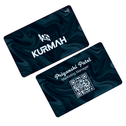 NFC Business Card by Kurmah | Teal Blue with Marble Print - Kurmah