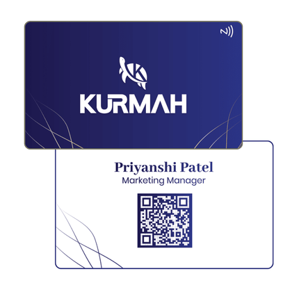 NFC Digital Business Card by Kurmah | Blue White with Golden Leaves - Kurmah