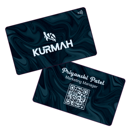 NFC Business Card by Kurmah | Teal Blue with Marble Print - Kurmah