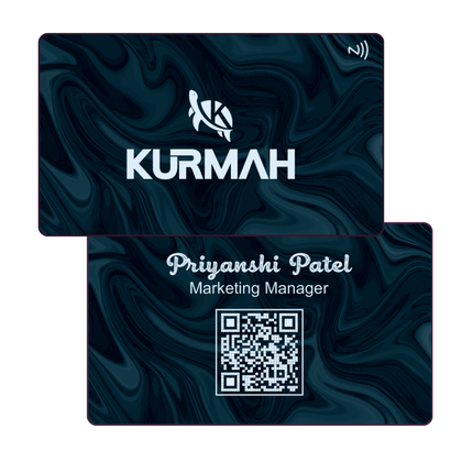 NFC Business Card by Kurmah | Teal Blue with Marble Print - Kurmah