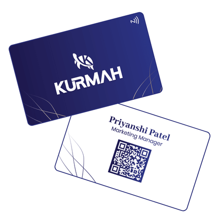 NFC Digital Business Card by Kurmah | Blue White with Golden Leaves - Kurmah