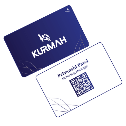 NFC Digital Business Card by Kurmah | Blue White with Golden Leaves - Kurmah